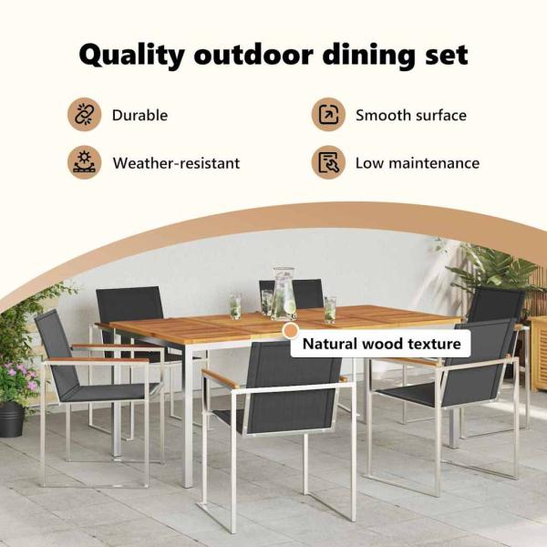 Garten Essgruppe 7 pcs Massives Akazienholz und Edelstahl