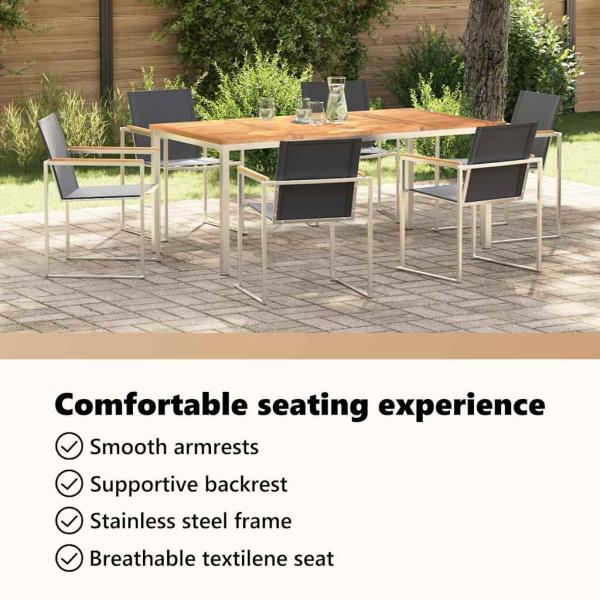 Garten Essgruppe 7 pcs Massives Akazienholz und Edelstahl