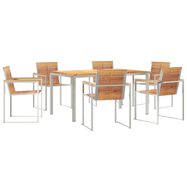 7-teilige Garten Essgruppe Massivholz Teak, Esszimmertisch 150x90x75 cm Massivholz Teak