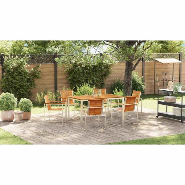 7-teilige Garten Essgruppe Massivholz Teak, Esszimmertisch 150x90x75 cm Massivholz Teak