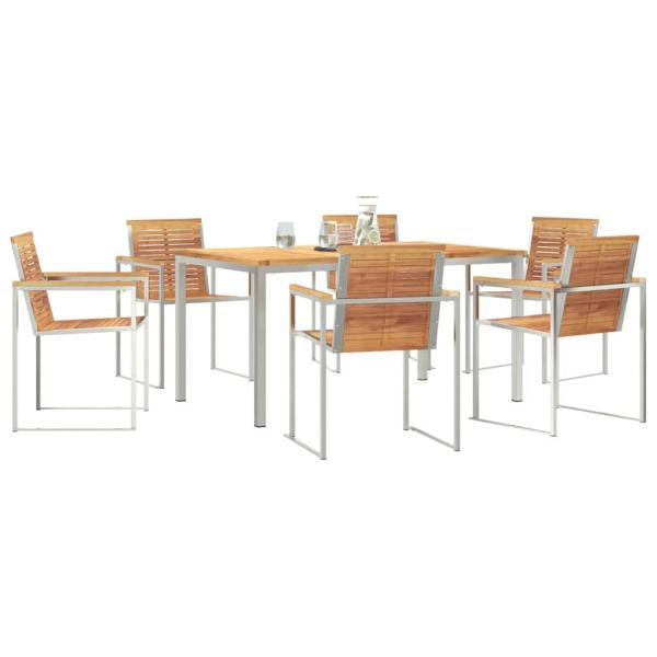 7-teilige Garten Essgruppe Massivholz Teak, Esszimmertisch 150x90x75 cm Massivholz Teak