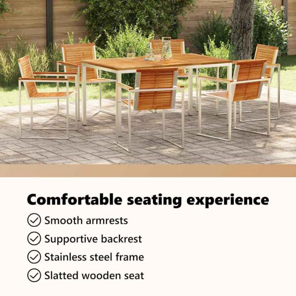 7-teilige Garten Essgruppe Massivholz Teak, Esszimmertisch 150x90x75 cm Massivholz Teak