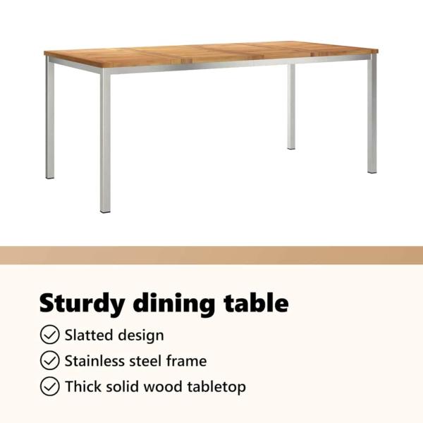 5-teiliges Garten Esstisch Set aus massivem Teakholz, Outdoor Esstisch 180x90x75 cm aus massivem Teakholz