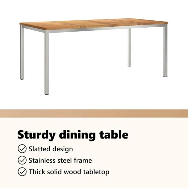 7-teiliges Garten Esstisch Set aus massivem Teakholz, Outdoor Esstisch 180x90x75 cm aus massivem Teakholz