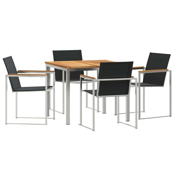 5-teilige Garten Essgruppe aus Massivholz Teak, Outdoor Esstisch 90x90x74.5 cm aus Massivholz Teak