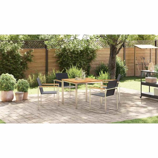 5-teilige Garten Essgruppe aus Massivholz Teak, Outdoor Esstisch 90x90x74.5 cm aus Massivholz Teak