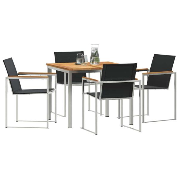 5-teilige Garten Essgruppe aus Massivholz Teak, Outdoor Esstisch 90x90x74.5 cm aus Massivholz Teak