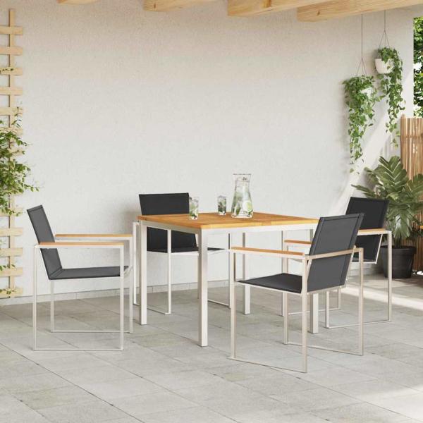 5-teilige Garten Essgruppe aus Massivholz Teak, Outdoor Esstisch 90x90x74.5 cm aus Massivholz Teak