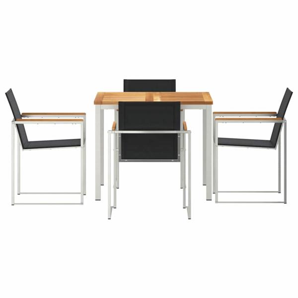 5-teilige Garten Essgruppe aus Massivholz Teak, Outdoor Esstisch 90x90x74.5 cm aus Massivholz Teak