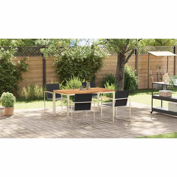 5-teiliges Garten Esszimmer Set Massivholz Teak, Outdoor Esstisch 150x90x75 cm Massivholz Teak
