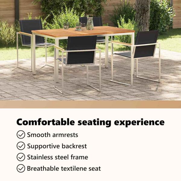 5-teiliges Garten Esszimmer Set Massivholz Teak, Outdoor Esstisch 150x90x75 cm Massivholz Teak