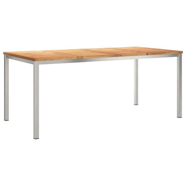 7-teiliges Garten Essset aus massivem Teakholz, Esstisch für draußen 180x90x75 cm aus massivem Teakholz