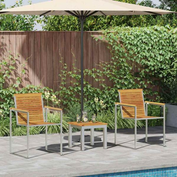 ARDEBO.de - Sonnenliege mit Gartenstühlen 3 Teile Massivholz Akazie