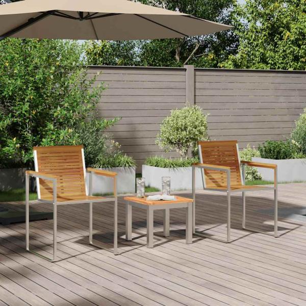 Sonnenliege mit Gartenstühlen 3 Teile Massivholz Akazie