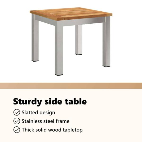 3-teiliges Garten Essgruppe Massivholz Teak, Stapelbare Gartenstühle 2 Stück Massivholz Teak und Stahl