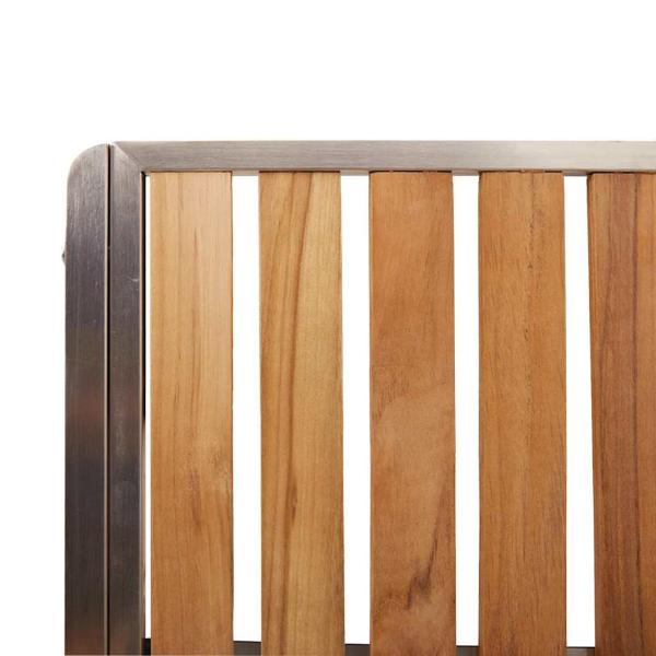 3-teiliges Garten-Esszimmer-Set aus massivem Teakholz, stapelbare Gartenstühle 2 Stück aus massivem Teakholz und Metall