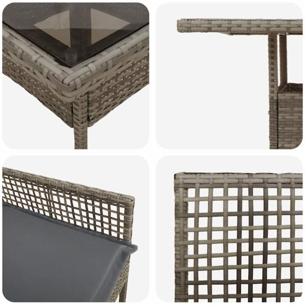 3-teiliges Garten-Esszimmer-Set Grau Poly Rattan