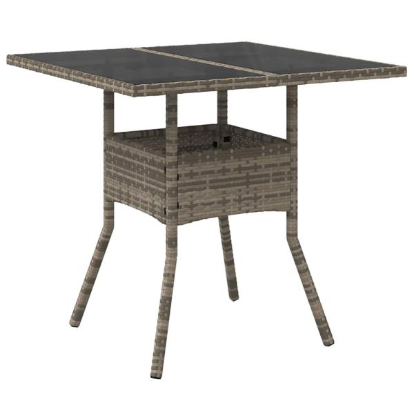 5-teiliges Garten-Esszimmer Set Grau Poly Rattan