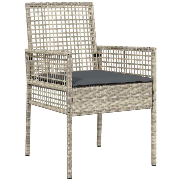 3-teiliges Garten-Esszimmer-Set Hellgrau Poly Rattan