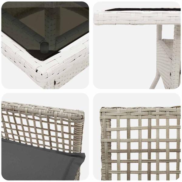 3-teiliges Garten-Esszimmer-Set Hellgrau Poly Rattan