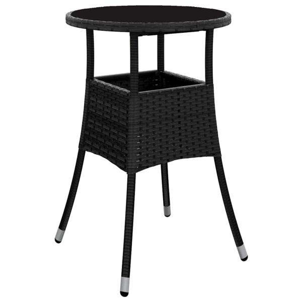 3-teiliges Garten Esszimmer Set Schwarz Poly Rattan