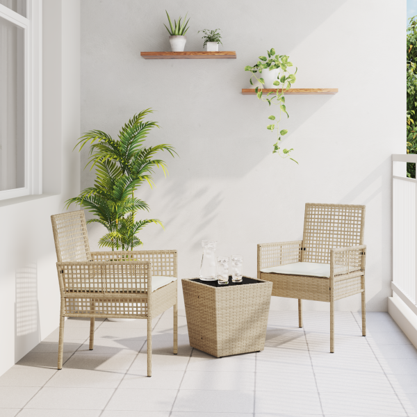 Garten Bistro Set 3 pcs Beige Poly-Rattan