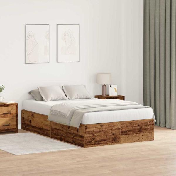 ARDEBO.de - Stauraumbettgestell Altes Holz 120x200 cm