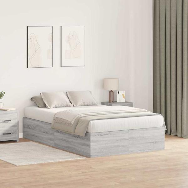 ARDEBO.de - Stauraum-Bettgestell Grau Sonoma 120x190 cm