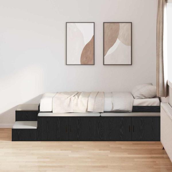ARDEBO.de - Stauraumbettgestell Schwarz Eiche 100x200 cm