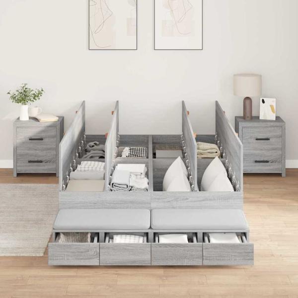 Bettgestell Grau Sonoma 120x190 cm