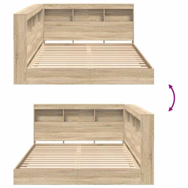 Bücherregal-Bett Sonoma Eiche 140x200 cm Holzwerkstoff