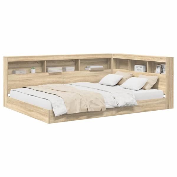 Bücherregal-Bett Sonoma Eiche 140x200 cm Holzwerkstoff