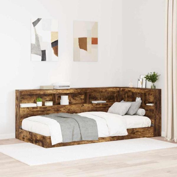 ARDEBO.de - Bücherregalbett Geräucherte Eiche 75x190 cm Holzwerkstoff