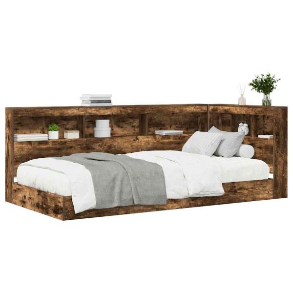 Bücherregalbett Geräucherte Eiche 75x190 cm Holzwerkstoff