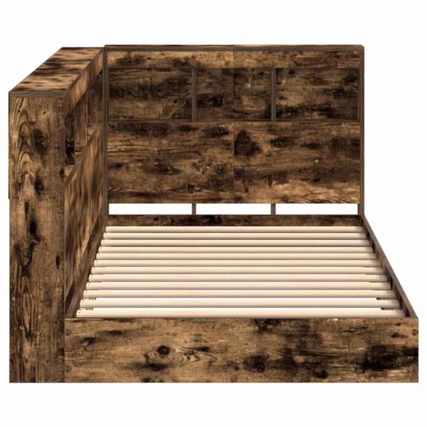 Bücherregalbett Geräucherte Eiche 75x190 cm Holzwerkstoff