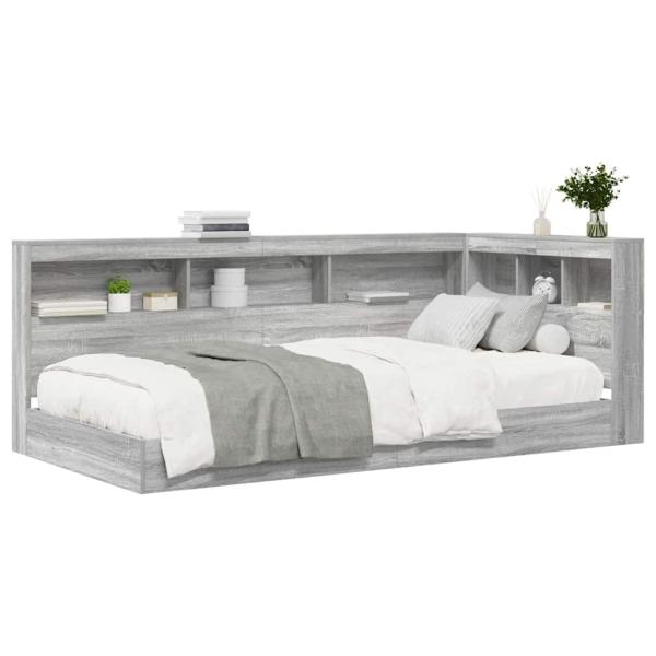 Bücherbett Grau Sonoma 75x190 cm Konstruiertes Holz