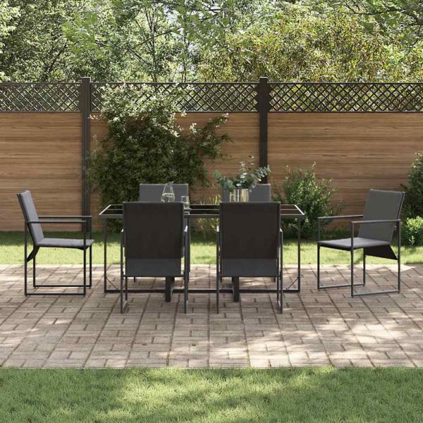 9-teiliges Garten-Esszimmer-Set mit Kissen aus Stahl und Textilene