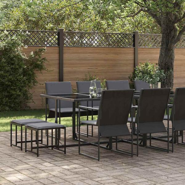 16-tlg. Garten-Essgruppe mit Kissen Stahl und Textilene
