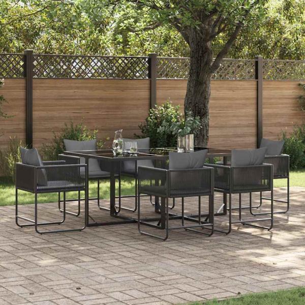 ARDEBO.de - 9-tlg. Garten-Essgruppe mit Kissen Stahl und Poly Rattan