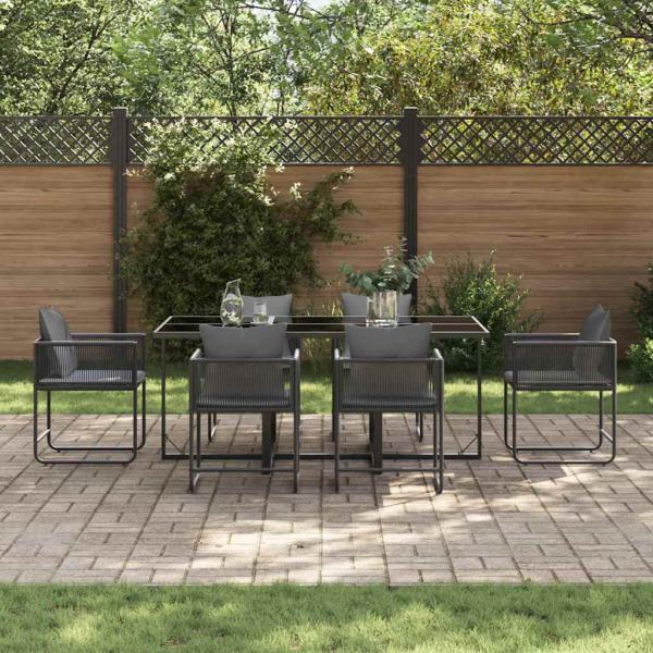 9-tlg. Garten-Essgruppe mit Kissen Stahl und Poly Rattan