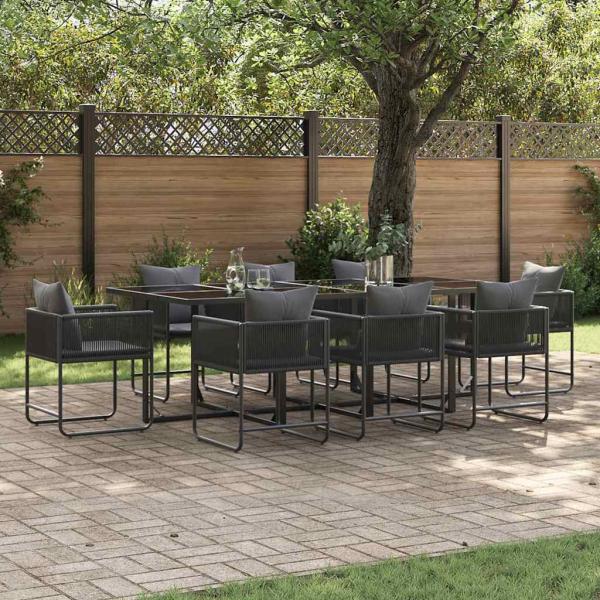 ARDEBO.de - 12-tlg. Garten-Essgruppe mit Kissen Stahl und Poly Rattan