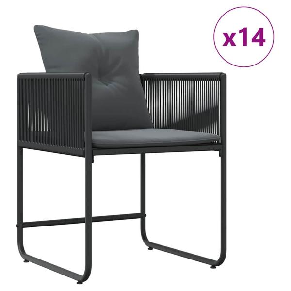 19-teiliges Garten-Dining-Set mit Kissen aus schwarzem Stahl und Poly-Rattan