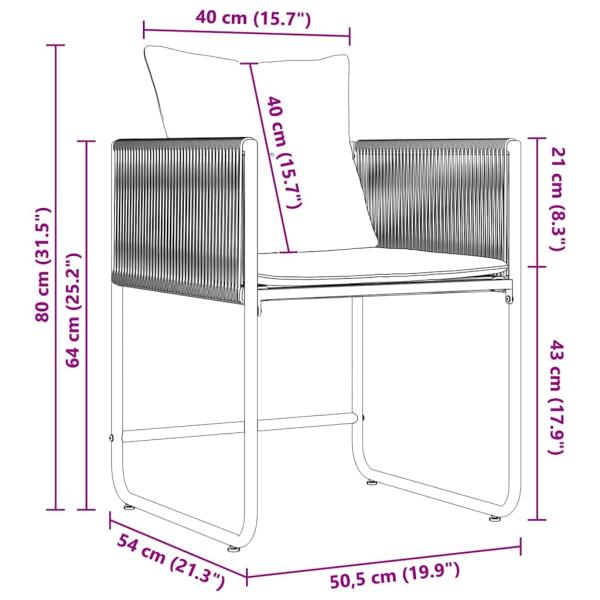 19-teiliges Garten-Dining-Set mit Kissen aus schwarzem Stahl und Poly-Rattan