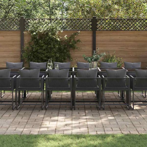 22-tlg. Garten-Essgruppe mit Kissen Stahl und Poly Rattan