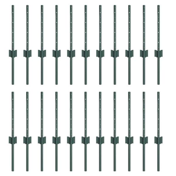 Zaunpfosten 22 Stück U-Profil Grün 80 cm Stahl
