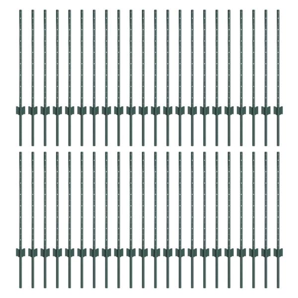 Zaunpfähle 44 Stück U-Profil Grün 120 cm Stahl
