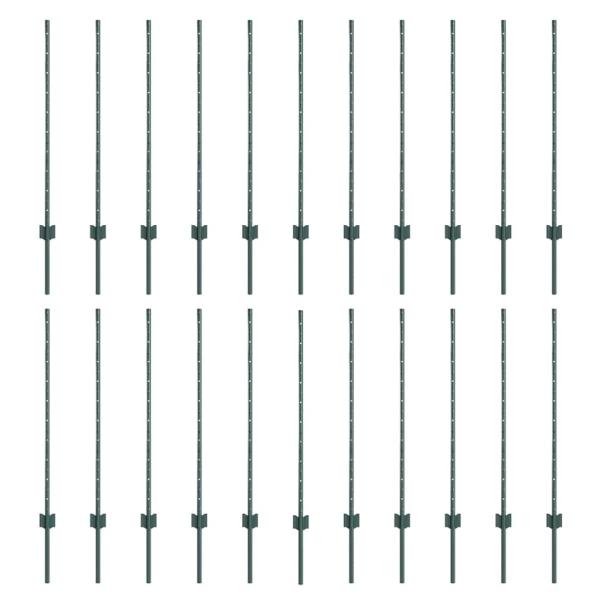 Zaunpfosten 22 Stk U-Profil Grün 140 cm Stahl