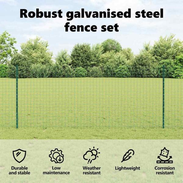 Zaunpfosten 22 Stk U-Profil Grün 140 cm Stahl