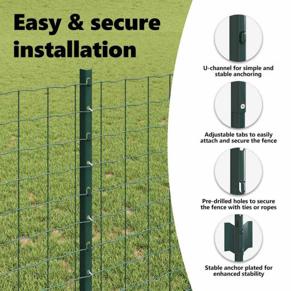 Zaunpfosten 22 Stk U-Profil Grün 140 cm Stahl