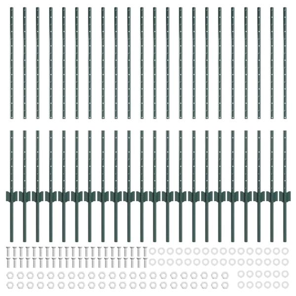 Zaunpfosten 22 Stk U-Profil Grün 140 cm Stahl